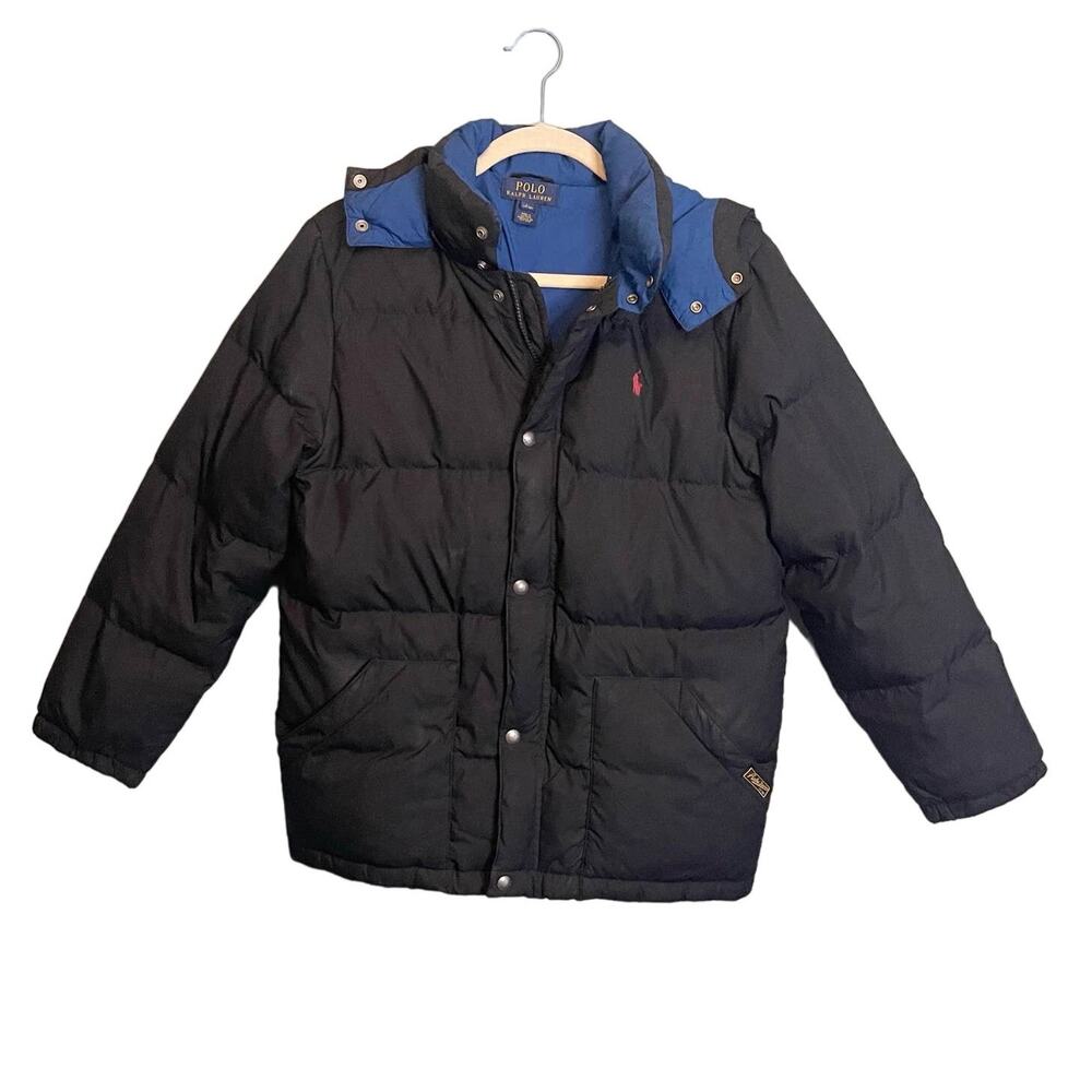POLO Ralph Lauren Down Puffer jacket Youth L 12-14 Black Outdoor Winter Gorpcore